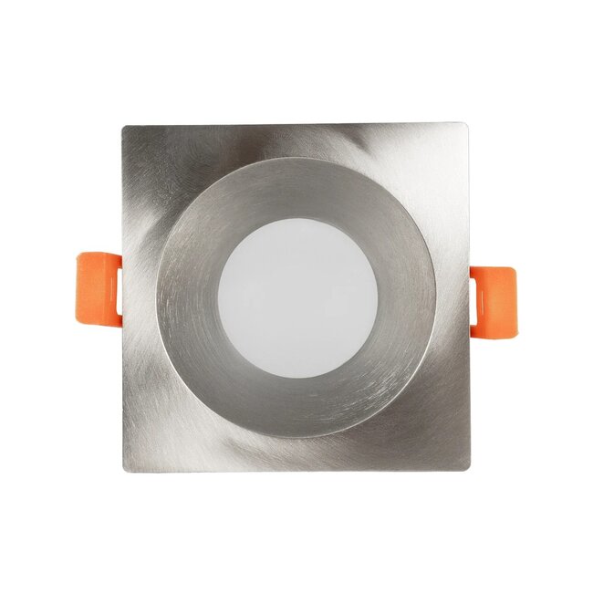 kelvo® EPSILON KLV-101-0049 Χωνευτό Φωτιστικό Downlight Σποτ Μπάνιου για Λάμπα MR16 με Ντουί GU10 AC 220-240V Αδιάβροχο IP65 - Νίκελ Βούρτσας - Μ8.5 x Π8.5 x Υ4.4cm / Q7.5cm x 7.5cm
