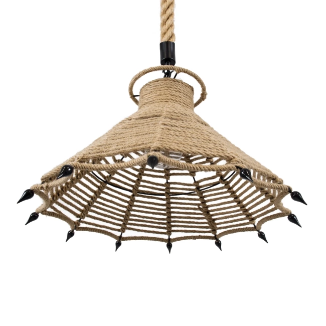  OZERO 01603 Boho Κρεμαστό Φωτιστικό Οροφής με Ντουί 1 x E27 AC 220-240V IP20 - Μπεζ & Μαύρο - Μ41 x Π41 x Y28cm - 6