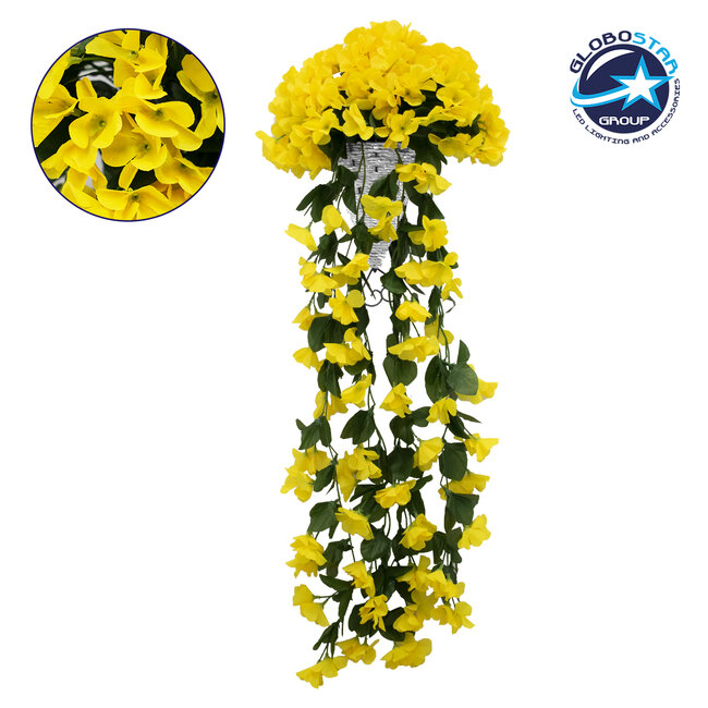 78054 Τεχνητό Κρεμαστό Φυτό Διακοσμητικών Λουλουδιών με Κίτρινα Φλόξ M30 x Υ80 x Π30cm