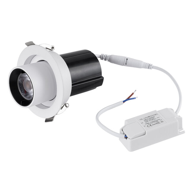 VIRGO-S 60302 Χωνευτό LED Spot Downlight TrimLess Φ9cm 7W 910lm 36° AC 220-240V IP20 Φ9cm x Υ9cm - Στρόγγυλο - Λευκό με Μαύρο Κάτοπτρο - Φυσικό Λευκό 4500K - Bridgelux COB - 5 Years Warranty - 15