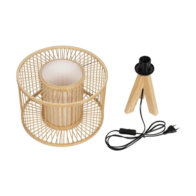 TULUM 01993 Boho Επιτραπέζιο Φωτιστικό Πορτατίφ με Ντουί 1 x E27 AC 220-240V IP20 - Μπεζ - Μ30 x Π30 x Υ40cm - 10