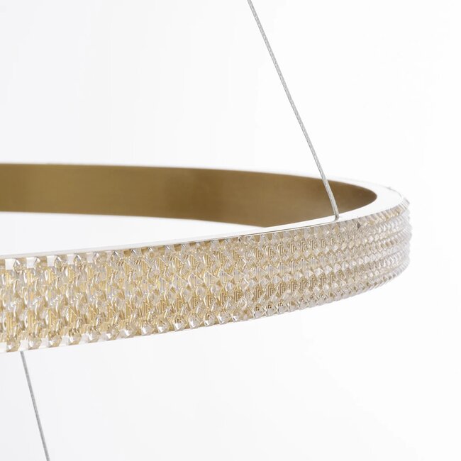 kelvo® DIAMOND KLV-101-0242 Κρεμαστό Φωτιστικό Οροφής LED 150W 15000lm 180° AC 220-240V IP20 Ρυθμιζόμενο Λευκό CCT με Χειριστήριο από 2700K έως 6000K Dimmable - Lumileds SMD Chip - Χρυσό Πλατίνα - Μ100 x Π100 x Υ100cm - 3 Χρόνια Εγγύηση - 8