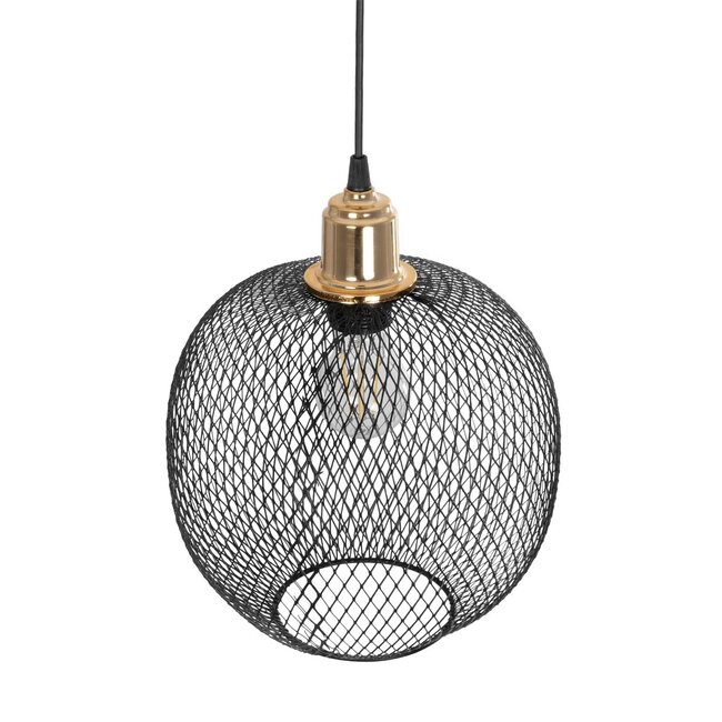WIRE LE-201-0019 Μοντέρνο Κρεμαστό Φωτιστικό Οροφής με Ντουί 1 x E27 AC 220-240V IP20 - Μαύρο & Χρυσό - Μ25 x Π25 x Υ32cm - 6