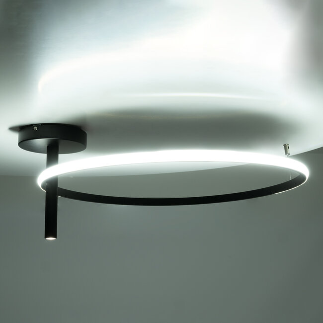 VERONA 61223 Φωτιστικό Οροφής Δαχτυλίδι-Κύκλος LED CCT 36W 4032lm 360° AC 220-240V - Εναλλαγή Φωτισμού μέσω Διακόπτη On/Off All In One Ψυχρό 6000k+Φυσικό 4500k+Θερμό 2700K Φ60 x Υ23cm - Μαύρο - 9