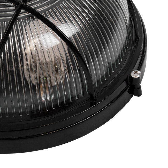 BOATLIGHT 61589 Vintage Industrial Φωτιστικό Τοίχου - Απλίκα - Καραβοχελώνα Εξωτερικού Χώρου Δίφωτο 2 x E27 AC220-240V Αδιάβροχο IP65 - Σώμα Αλουμινίου & Tempered Glass - Φ24 x Υ11cm - Μαύρο - Στρόγγυλο - 5 Years Warranty - 6
