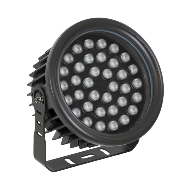 FLOODNEVA 90400 Προβολέας Σποτ Wall Washer LED 72W 6120lm 30° DC 24V Αδιάβροχο IP65 Πολύχρωμο RGBW Dimmable DMX512 - Bridgelux SMD Chip - Μαύρο - Μ24.5 x Π24.5 x Υ14.7cm - 3 Χρόνια Εγγύηση