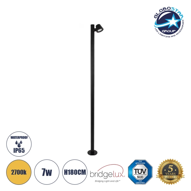 GARDENIA 60511 Φωτιστικό Κήπου - Πάρκου - Πλατείας - Κολωνάκι Αρχιτεκτονικού Φωτισμού Εξωτερικού Χώρου LED 7W 700lm 60° AC220-240V Αδιάβροχο IP65 - Σώμα Αλουμινίου & Tempered Glass - Μ15 x Π18 x Υ180cm - Θερμό Λευκό 2700K - Μαύρο - Bridgelux Chip - 5 Years Warranty GARDENIA 60511 Φωτιστικό Κήπου - Πάρκου - Πλατείας - Κολωνάκι Αρχιτεκτονικού Φωτισμού Εξωτερικού Χώρου LED 7W 700lm 60° AC220-240V Αδιάβροχο IP65 - Σώμα Αλουμινίου & Tempered Glass - Μ15 x Π18 x Υ180cm - Θερμό Λευκό 2700K - Μαύρο - Bridgelux Chip - 5 Years Warranty
