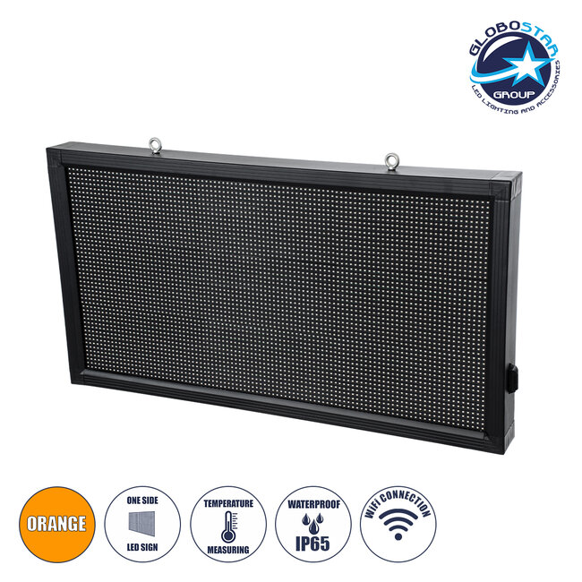 DISPLAY 90811 LED Scrolling Display 96x48cm - Κυλιόμενη Ψηφιακή Πινακίδα / Επιγραφή Μονής Όψης P10 LED SMD AC 220-240V - Λειτουργία μέσω Wi-Fi με Εφαρμογή APP - Αισθήτηρας Θερμοκρασίας και Υγρασίας - Αδιάβροχο IP65 - Μ104 x Π9 x Υ56cm - Πορτοκαλί - 1 Χρόνο Εγγύηση DISPLAY 90811 LED Scrolling Display 96x48cm - Κυλιόμενη Ψηφιακή Πινακίδα / Επιγραφή Μονής Όψης P10 LED SMD AC 220-240V - Λειτουργία μέσω Wi-Fi με Εφαρμογή APP - Αισθήτηρας Θερμοκρασίας και Υγρασίας - Αδιάβροχο IP65 - Μ104 x Π9 x Υ56cm - Πορτοκαλί - 1 Χρόνο Εγγύηση