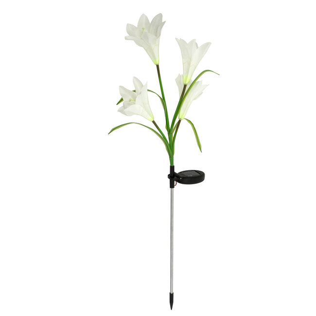 85706 Αυτόνομο Ηλιακό Φωτιστικό Λουλούδι LED SMD 1W 100lm με Ενσωματωμένη Μπαταρία 600mAh - Φωτοβολταϊκό Πάνελ με Αισθητήρα Ημέρας-Νύχτας Αδιάβροχο IP65 Garden Lily Flower Ψυχρό Λευκό 6000K