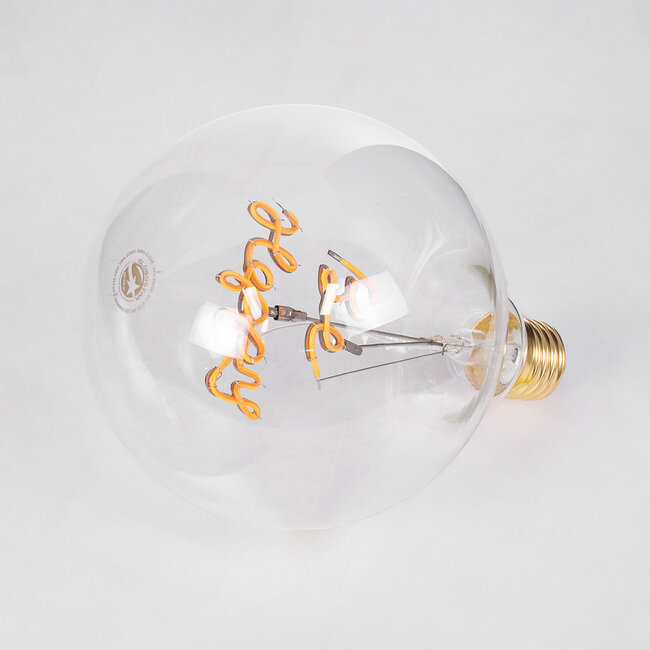 99258 Λάμπα LED Ultra Thin Soft S Spiral Letter Filament E27 G125 BE HAPPY Γλόμπος 4W 340lm 360° AC 220-240V IP20 Φ12.5 x Υ18cm Ultra Θερμό Λευκό 2200K με Διάφανο Γυαλί - Dimmable - 3 Years Warranty - 4