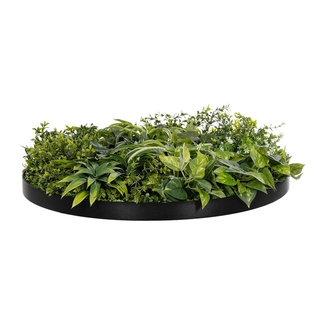 Artificial Garden VARIOUS PLANTS ROUND WALL DISC 20689 Τεχνητό Διακοσμητικό Στρογγυλό Πάνελ Φυλλωσιάς - Κάθετος Κήπος Μιξ Μ70 x Π70 x Υ15cm