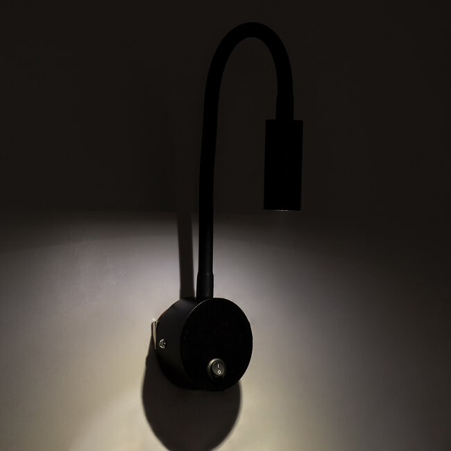 GOOSE 60878 Μοντέρνο Φωτιστικό Τοίχου - Απλίκα Ξενοδοχείου Bed Side LED 3W 300lm 36° AC 220-240V - Reading Light - Μ6.5 x Π15 x Υ24.5cm - Φυσικό Λευκό 4500K - Μαύρο - 10
