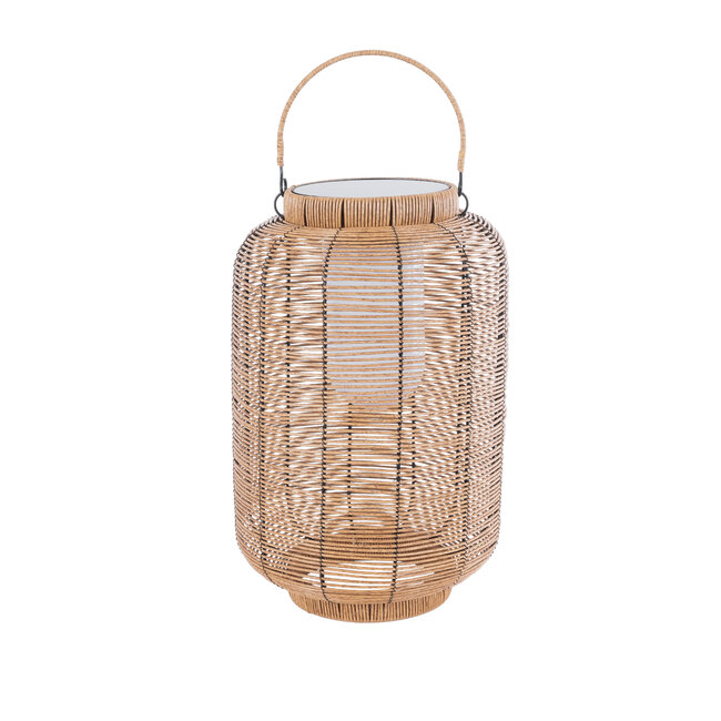 GRAMBIAN 02304 Boho Αυτόνομο Ηλιακό Κρεμαστό/Επιτραπέζιο Φωτιστικό Φαναράκι LED SMD 5W 200lm - Φ30 x Υ48cm - με Ενσωματωμένη Μπαταρία 600mAh - Φωτοβολταϊκό Πάνελ και Αισθητήρα Ημέρας-Νύχτας με Ασύρματο Χειριστήριο IR Μπεζ Μπαμπού Αδιάβροχο IP65 Θερμό Λευκό 3000K - 5 Χρόνια Εγγύηση - 9