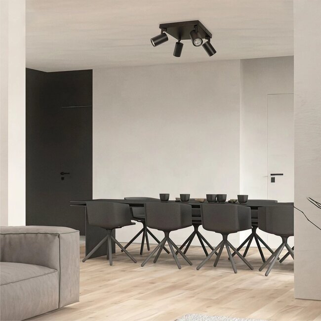 kelvo® SPOTA KLV-101-0146 Μοντέρνο Κινούμενο Φωτιστικό Σποτ Οροφής με Ντουί 4 x GU10 90° AC 220-240V IP20 - Μαύρο Ματ - Μ26 x Π26 x Υ14cm - 2 kelvo® SPOTA KLV-101-0146 Μοντέρνο Κινούμενο Φωτιστικό Σποτ Οροφής με Ντουί 4 x GU10 90° AC 220-240V IP20 - Μαύρο Ματ - Μ26 x Π26 x Υ14cm - 2