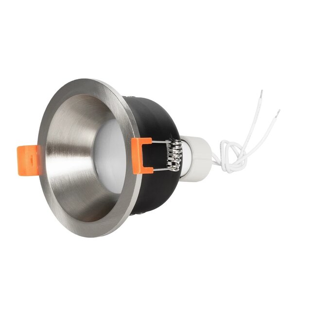 kelvo® SIGMA KLV-101-0043 Χωνευτό Φωτιστικό Downlight Σποτ Μπάνιου για Λάμπα MR16 με Ντουί GU10 AC 220-240V Αδιάβροχο IP65 - Νίκελ Βούρτσας - Μ8.5 x Π8.5 x Υ4.4cm / Q7.5cm - 6