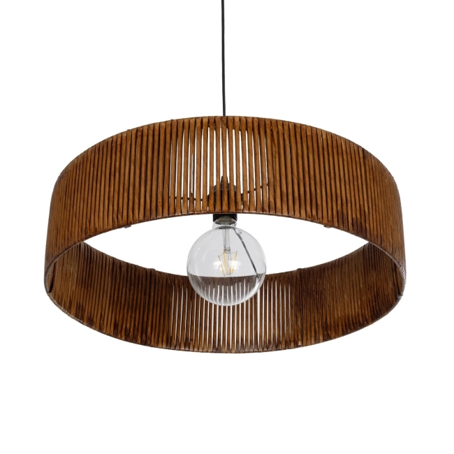 KYCLOS 203-0045 Boho Κρεμαστό Φωτιστικό Καπέλο Μονόφωτο 1 x E27 IP20 Καφέ Rattan - M55 x Π55 x Υ90cm - 5