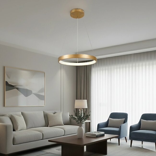 kelvo® NEMESIS KLV-101-0210 Κρεμαστό Φωτιστικό Οροφής LED 45W 4500lm 180° AC 220-240V IP20 Ρυθμιζόμενο Λευκό CCT με Χειριστήριο από 2700K έως 6000K Dimmable - Lumileds SMD Chip - Χρυσό Πλατίνα - Μ60 x Π60 x Υ4cm - 3 Χρόνια Εγγύηση