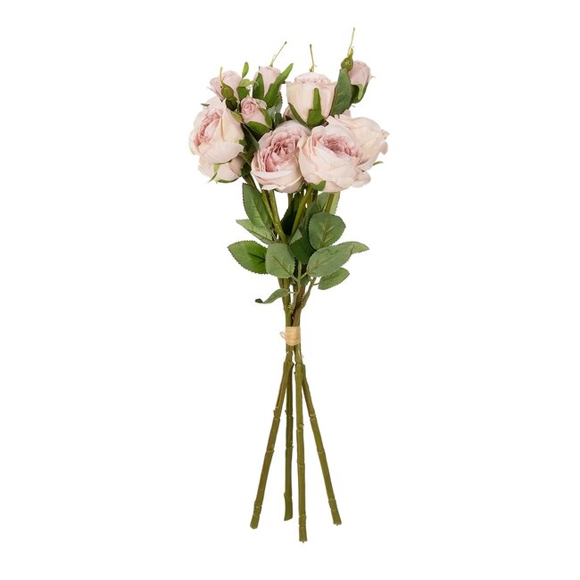 Artificial Garden DUSTY PINK ROSE BOUQUET 21084 Τεχνητό Διακοσμητικό Μπουκέτο Τριαντάφυλλα Ανοιχτό Ροζ Y44cm