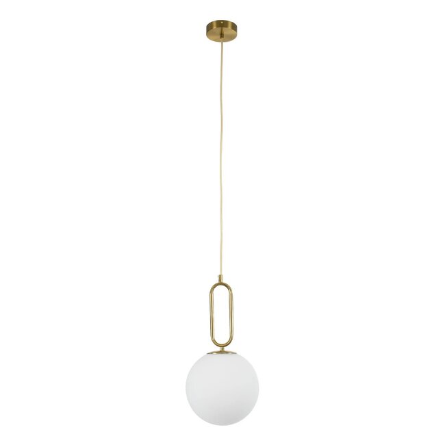 kelvo® BELLISSIMO KLV-101-0376 Κρεμαστό Φωτιστικό Οροφής για Λάμπα με Ντουί E27 AC 220-240V IP20 - Χρυσό Βούρτσας Πλατίνα & Λευκό - Μ20 x Π20 x Υ42cm - 3