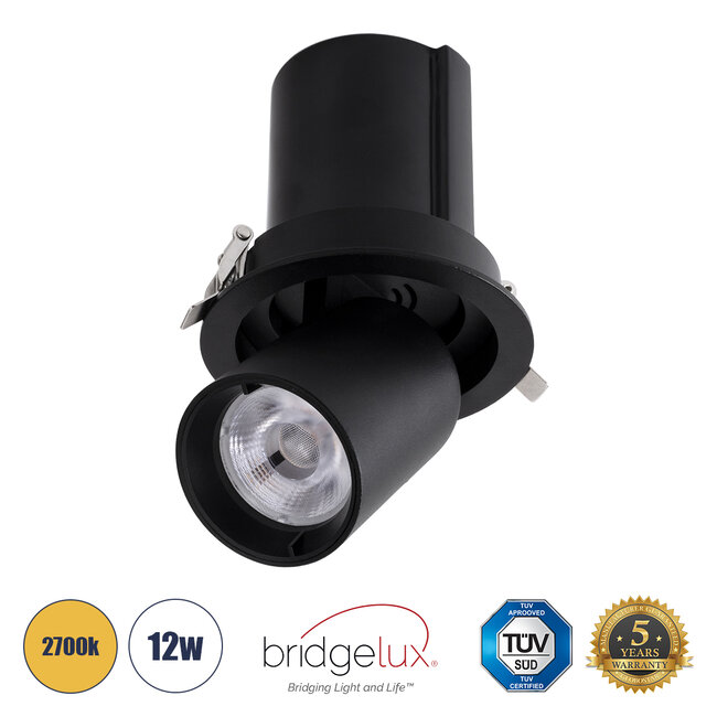 VIRGO-M 60309 Χωνευτό LED Spot Downlight TrimLess Φ11cm 12W 1500lm 36° AC 220-240V IP20 Φ11cm x Υ11.5cm - Στρόγγυλο - Μαύρο - Θερμό Λευκό 2700K - Bridgelux COB - 5 Years Warranty VIRGO-M 60309 Χωνευτό LED Spot Downlight TrimLess Φ11cm 12W 1500lm 36° AC 220-240V IP20 Φ11cm x Υ11.5cm - Στρόγγυλο - Μαύρο - Θερμό Λευκό 2700K - Bridgelux COB - 5 Years Warranty