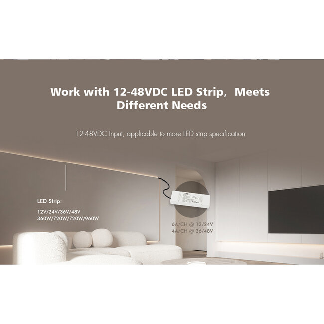 71470 V5-L SKYDANCE DC WiFi & RF 2.4Ghz Dimmer High Speed Controller 5 Καναλιών DC 12-48V 5 x 6A 288W - Max 30A 1440W - IP20 Μ18 x Π5.7 x Υ2.8cm - 5 Years Warranty - 22