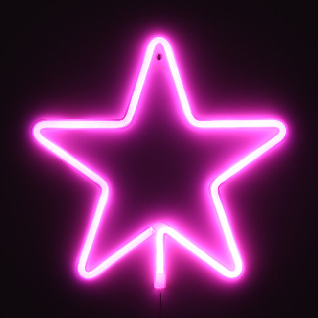 78586 Φωτιστικό Ταμπέλα Φωτεινή Επιγραφή NEON LED Σήμανσης STAR 5W με Καλώδιο Τροφοδοσίας USB - Μπαταρίας 3xAAA (Δεν Περιλαμβάνονται) - Ροζ - 5