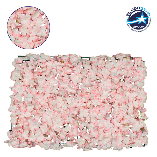 78314 Συνθετικό Πάνελ Λουλουδιών - Κάθετος Κήπος Ορτανσία Ροζ/Λευκό Μ60 x Υ40 x Π5cm