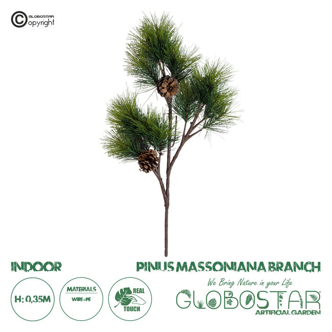 Artificial Garden PINUS MASSONIANA BRANCH 20217 Τεχνητό Διακοσμητικό Κλαδί Πεύκου με Κουκουνάρια Π30 x Υ35cm