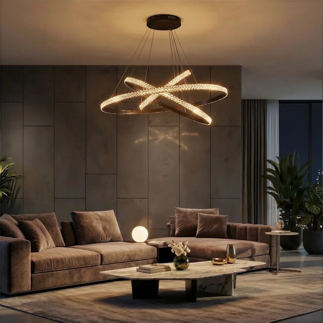 kelvo® DIAMOND KLV-101-0139-V2 Κρεμαστό Φωτιστικό Οροφής LED 120W 12000lm 180° AC 220-240V IP20 Ρυθμιζόμενο Λευκό CCT με Χειριστήριο από 2700K έως 6000K Dimmable - Lumileds SMD Chip - Μαύρο Ματ - Μ80 x Π80 x Υ80cm - 3 Χρόνια Εγγύηση