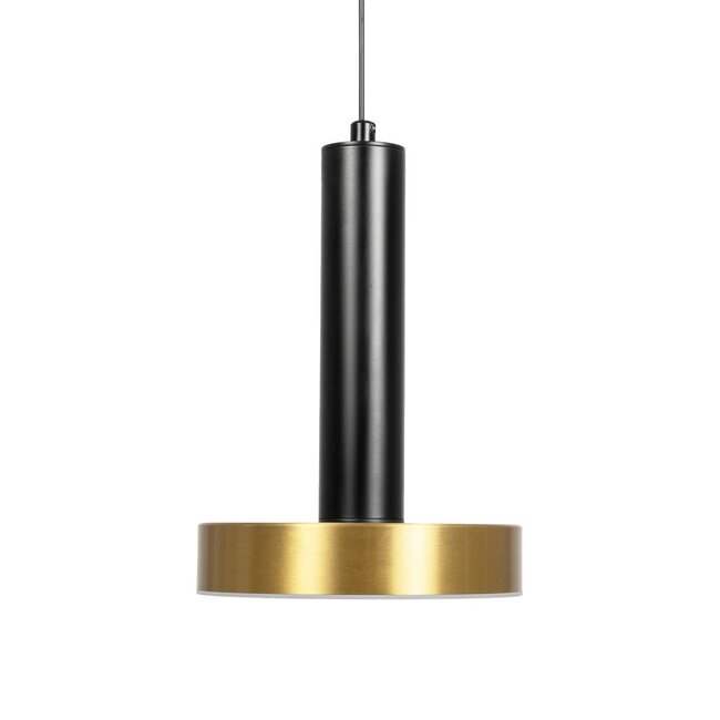 kelvo® ZANE KLV-101-0349 Κρεμαστό Φωτιστικό Οροφής LED 18W 1800lm 120° AC 220-240V IP20 Ρυθμιζόμενο Λευκό CCT με Χειριστήριο από 2700K έως 6000K Dimmable - Lumileds SMD Chip - Σατινέ Χρυσό Βούρτσας & Μαύρο Ματ - Μ15 x Π15 x Υ20cm - 3 Χρόνια Εγγύηση - 7