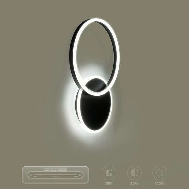 kelvo® VENOM KLV-101-0181-V2 Φωτιστικό Τοίχου / Απλίκα LED 45W 4500lm 360° AC 220-240V IP20 Ρυθμιζόμενο Λευκό CCT με Χειριστήριο από 2700K έως 6000K Dimmable - Lumileds SMD Chip - Μαύρο Ματ - Μ60 x Π40 x Υ7.5cm - 3 Χρόνια Εγγύηση - 10