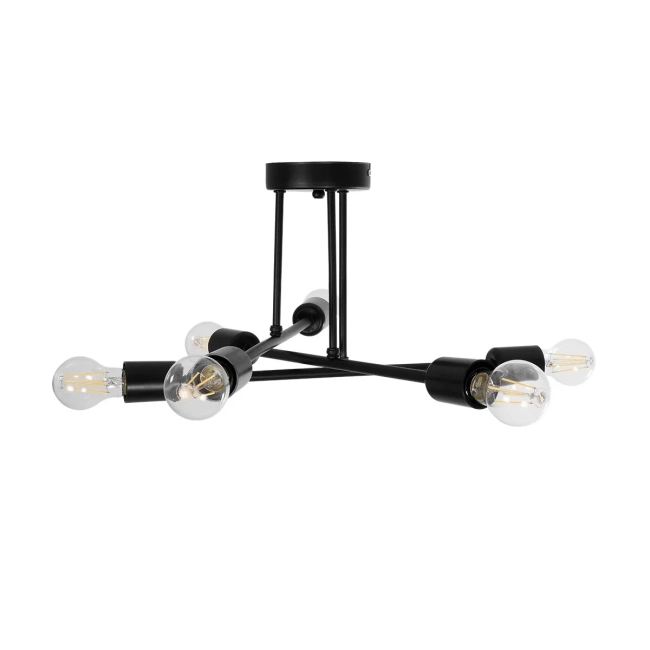 LAMIRA 201-0029 Μοντέρνο Φωτιστικό Οροφής με Ντουί 6 x E27 AC 220-240V IP20 - Μαύρο - Μ51 x Π51 x Υ25cm LAMIRA 201-0029 Μοντέρνο Φωτιστικό Οροφής με Ντουί 6 x E27 AC 220-240V IP20 - Μαύρο - Μ51 x Π51 x Υ25cm