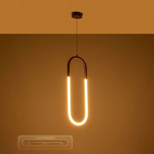 kelvo® GLOW KLV-101-0176 Κρεμαστό Φωτιστικό Οροφής LED 18W 1800lm 360° AC 220-240V IP20 Ρυθμιζόμενο Λευκό CCT με On/Off 2700K/4500K/6000K - Lumileds SMD Chip - Χρυσό Πλατίνα - Μ20 x Π2.5 x Υ60cm - 3 Χρόνια Εγγύηση - 13