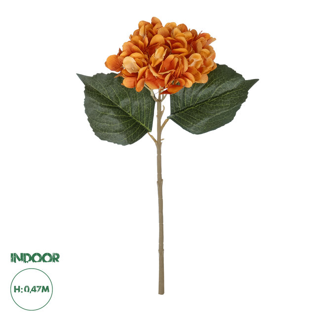 Artificial Garden ORANGE HYDRANGEA BRANCH 21179 Τεχνητό Διακοσμητικό Κλαδί Ορτανσίας Πορτοκαλί  Y47cm