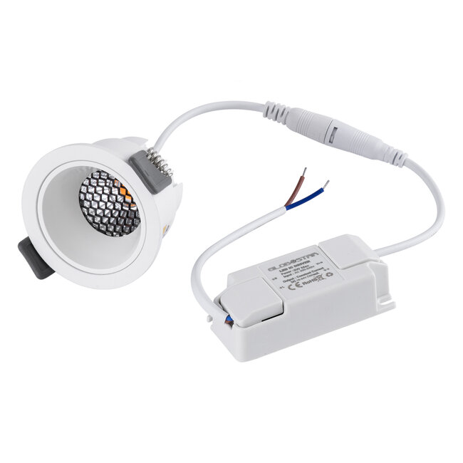 PLUTO-S 60249 Χωνευτό LED Spot Downlight TrimLess Φ6.4cm 7W 875lm 38° AC 220-240V IP20 Φ6.4 x Υ4.9cm - Στρόγγυλο - Λευκό & Anti-Glare HoneyComb - Θερμό Λευκό 2700K - Bridgelux COB - 5 Years Warranty - 7