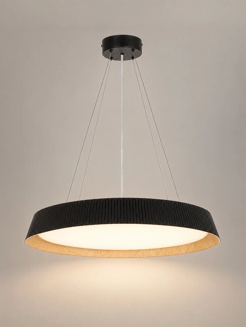 kelvo® LUMORA KLV-101-0579 Κρεμαστό Φωτιστικό Οροφής LED 36W 3600lm 120° AC 220-240V IP20 Ρυθμιζόμενο Λευκό CCT με Διακόπτη στο Driver 2700K/4500K/6000K Triac Dimmable - Lumileds SMD Chip & ENEC/TÜV Driver - Μαύρο Ματ & Εφέ Ξύλου - Μ53 x Π53 x Υ7cm - 5 Χρόνια Εγγύηση - 3