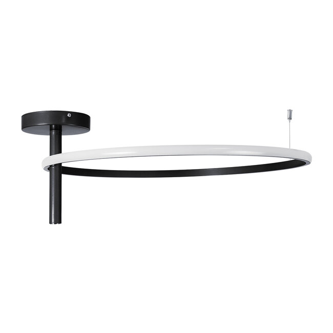 VERONA 61223 Φωτιστικό Οροφής Δαχτυλίδι-Κύκλος LED CCT 36W 4032lm 360° AC 220-240V - Εναλλαγή Φωτισμού μέσω Διακόπτη On/Off All In One Ψυχρό 6000k+Φυσικό 4500k+Θερμό 2700K Φ60 x Υ23cm - Μαύρο