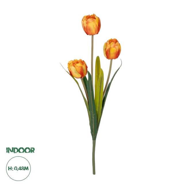 Artificial Garden ORANGE TULIP BRANCH 21308 Τεχνητό Διακοσμητικό Κλαδί Πορτοκαλί Τουλίπα Y48cm