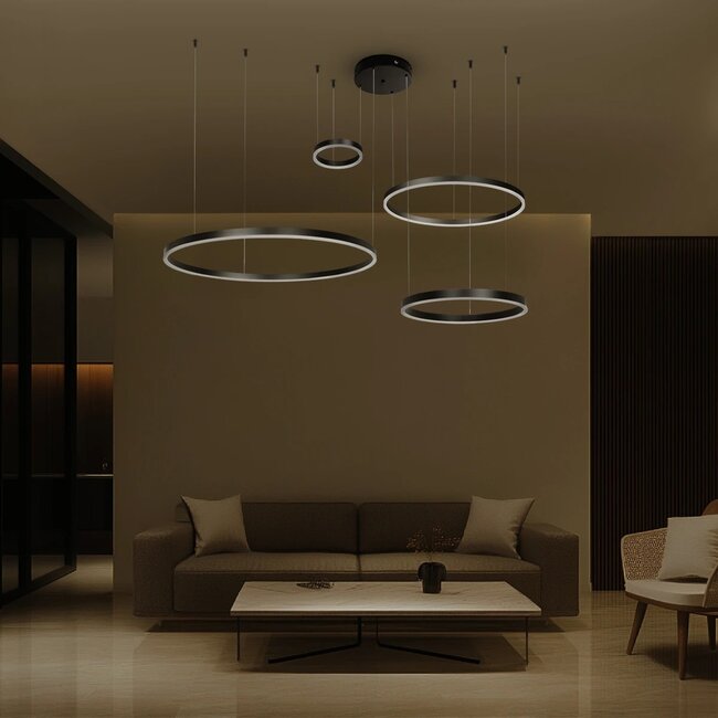 kelvo® VENOM KLV-101-0202 Κρεμαστό Φωτιστικό Οροφής LED 150W 15000lm 120° AC 220-240V IP20 Ρυθμιζόμενο Λευκό CCT με Χειριστήριο από 2700K έως 6000K Dimmable - Lumileds SMD Chip - Μαύρο Ματ - Μ150 x Π90 x Υ60cm - 3 Χρόνια Εγγύηση