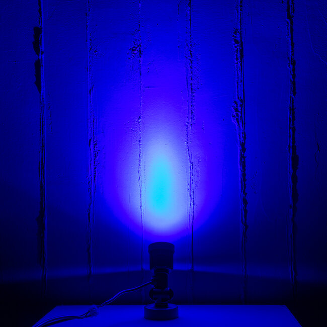 GARDENINI 61548 Επιφανειακό Φωτιστικό Σποτ Κήπου LED 5W 550lm 38° DC 24V IP68 Υψηλής Αντοχής ABS IK06 Φ7 x Υ14.5cm - Μπλε 450nm Dimmable - Μαύρο - Bridgelux Chip - 3 Years Warranty - 9