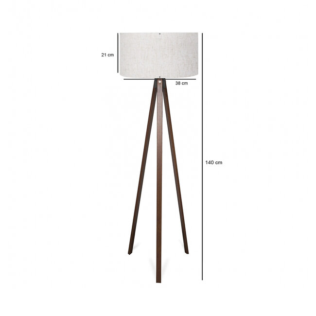 SAGA 204-0035 Μοντέρνο Eπιδαπέδιο Φωτιστικό Μονόφωτο 1 x E27 IP20 Καρυδί Ξύλο με Λευκό Ύφασμα - Μ38 x Π38 x Υ140cm - 2