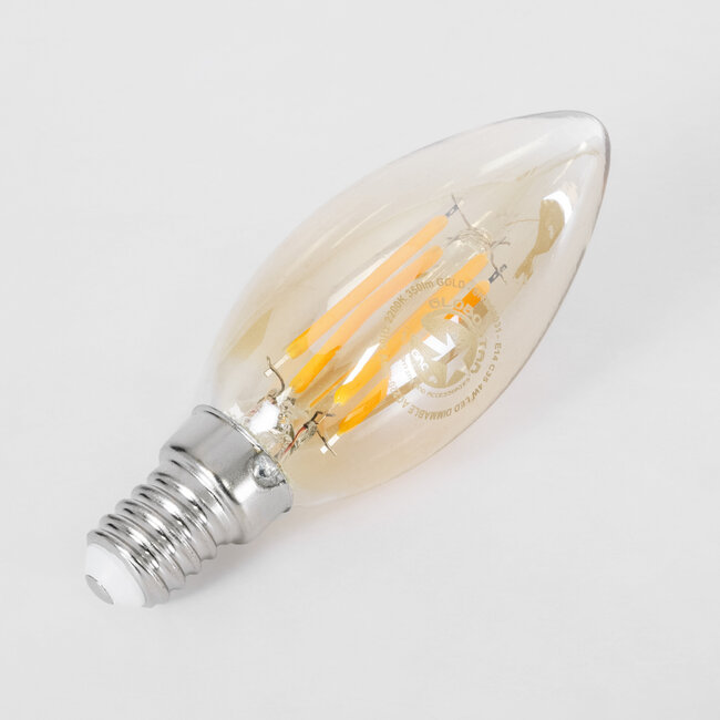 99031 Λάμπα LED Long Filament E14 C35 Κεράκι 4W 350lm 360° AC 220-240V IP20 Φ3.5 x Υ10.5cm Ultra Θερμό Λευκό 2200K με Μελί Γυαλί Dimmable - 3 Χρόνια Εγγύηση - 4
