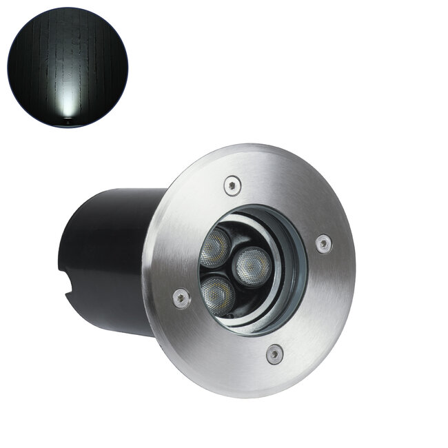 UNDERWATER-LUNTA 90402 Υποβρύχιο Χωνευτό Φωτιστικό Σποτ Ειδικό για Σιντριβάνια LED 12W 1200lm 60° DC 24V Αδιάβροχο IP68 Φ12 x Υ13cm Ψυχρό Λευκό 6000K - Ανοξείδωτο Ατσάλι - 3 Years Warranty