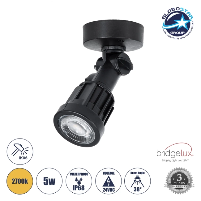 GARDENINI 61546 Φωτιστικό Σποτ LED 5W 650lm 38° DC 24V Αδιάβροχο IP68 Θερμό Λευκό 2700K Dimmable - Lumileds SMD Chip - Μαύρο - Μ7 x Π7 x Υ14.5cm - 3 Χρόνια Εγγύηση GARDENINI 61546 Φωτιστικό Σποτ LED 5W 650lm 38° DC 24V Αδιάβροχο IP68 Θερμό Λευκό 2700K Dimmable - Lumileds SMD Chip - Μαύρο - Μ7 x Π7 x Υ14.5cm - 3 Χρόνια Εγγύηση