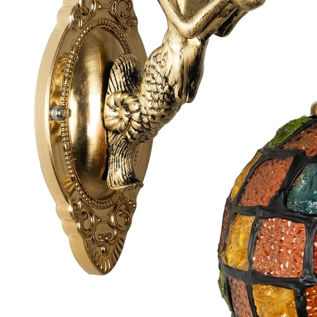 MERMAID 02389 Vintage Φωτιστικό Τοίχου - Απλίκα με Ντουί 1 x E27 AC 220-240V IP20 - Μπρούτζινο & Πολύχρωμο - Μ17 x Π30 x Υ27cm - 5