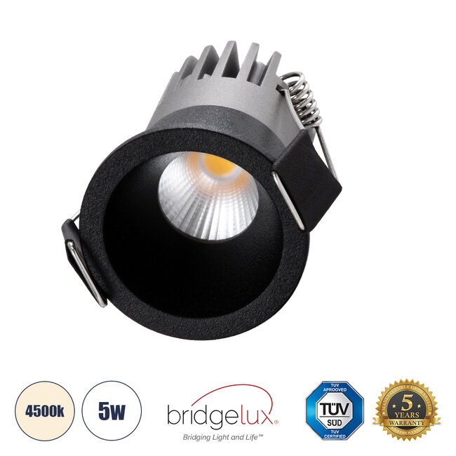 MICRO-S 60238 Χωνευτό LED Spot Downlight TrimLess Φ4cm 5W 650lm 38° AC 220-240V IP20 Φ4 x Υ5.9cm - Στρόγγυλο - Μαύρο - Φυσικό Λευκό 4500K - Bridgelux COB - 5 Years Warranty MICRO-S 60238 Χωνευτό LED Spot Downlight TrimLess Φ4cm 5W 650lm 38° AC 220-240V IP20 Φ4 x Υ5.9cm - Στρόγγυλο - Μαύρο - Φυσικό Λευκό 4500K - Bridgelux COB - 5 Years Warranty
