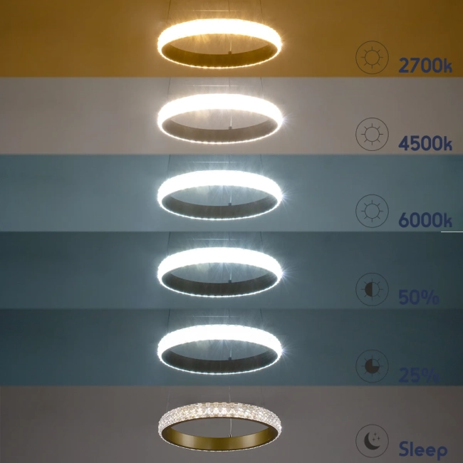 DIAMOND 61129 Μοντέρνο Κρεμαστό Φωτιστικό Οροφής LED 30W 3513lm 360° AC 220-240V IP20 Ρυθμιζόμενο Λευκό CCT με Χειριστήριο από 2700K έως 6000K Dimmable - Lumileds SMD Chip - Χρυσό Βούρτσας - Μ40 x Π40 x Υ3cm - 3 Χρόνια Εγγύηση - 10