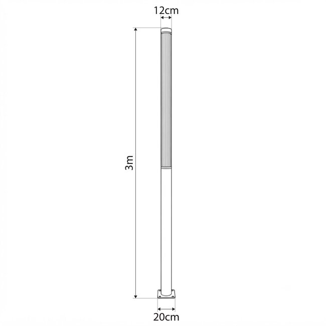AXOR GLB-103-0015 Φωτιστικό Urban Πλατείας/Πάρκου LED 50W 4500lm 360° AC 220-240V Αδιάβροχο IP65 Θερμό Λευκό 2700K - Sanan SMD Chip - Γκρι Ανθρακί Ματ - Μ20 x Π20 x Υ300cm - 3 Χρόνια Εγγύηση - 5