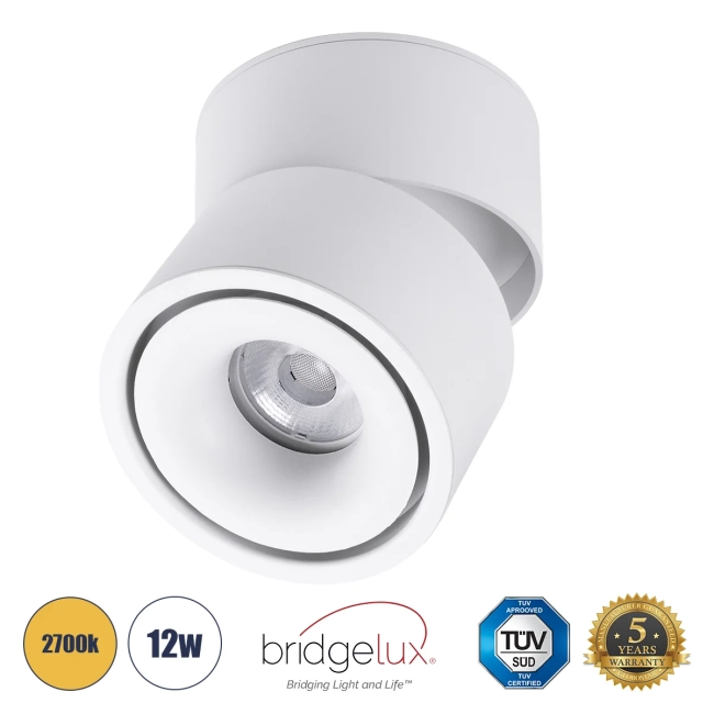 OMEGA-S 60299 Κινούμενο Downlight Σποτ LED 12W 1500lm 36° AC 220-240V IP20 Θερμό Λευκό 2700K - Bridgelux COB Chip & TÜV SÜD Driver - Λευκό Ματ - Μ10 x Π10 x Υ10.5cm - 5 Χρόνια Εγγύηση OMEGA-S 60299 Κινούμενο Downlight Σποτ LED 12W 1500lm 36° AC 220-240V IP20 Θερμό Λευκό 2700K - Bridgelux COB Chip & TÜV SÜD Driver - Λευκό Ματ - Μ10 x Π10 x Υ10.5cm - 5 Χρόνια Εγγύηση