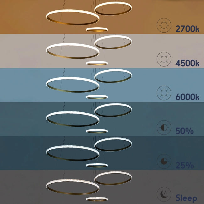 DIAMOND TRIO 61145 Μοντέρνο Κρεμαστό Φωτιστικό Οροφής LED 120W 14723lm 360° AC 220-240V IP20 Ρυθμιζόμενο Λευκό CCT με Χειριστήριο από 2700K έως 6000K Dimmable - Lumileds SMD Chip - Χρυσό Βούρτσας - Μ150 x Π150 x Υ60cm - 3 Χρόνια Εγγύηση - 9